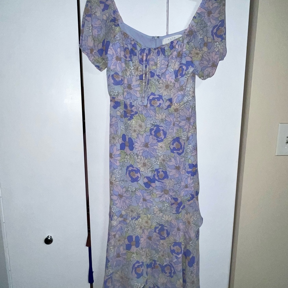 Floral Midi Dress with Puff Sleeves